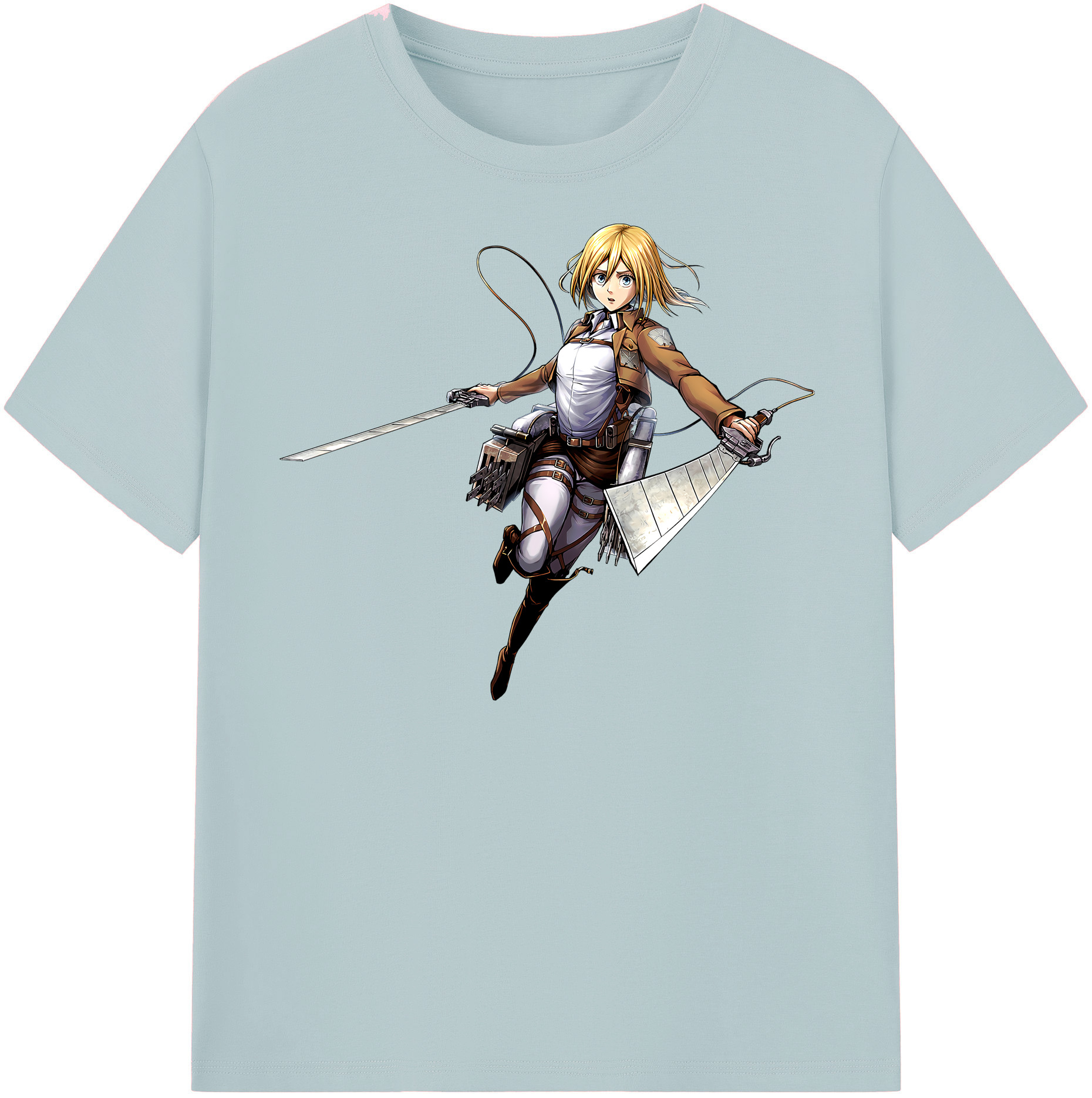 （画像用） 進撃の巨人 クリスタ·レンズ Attack on Titan Christa Lenz 綿100％半袖Tシャツ（フロントプリント）
